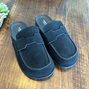 Project Cloud | Black Suede Loafer Mules | Memory Foam Comfort, Size 7.5